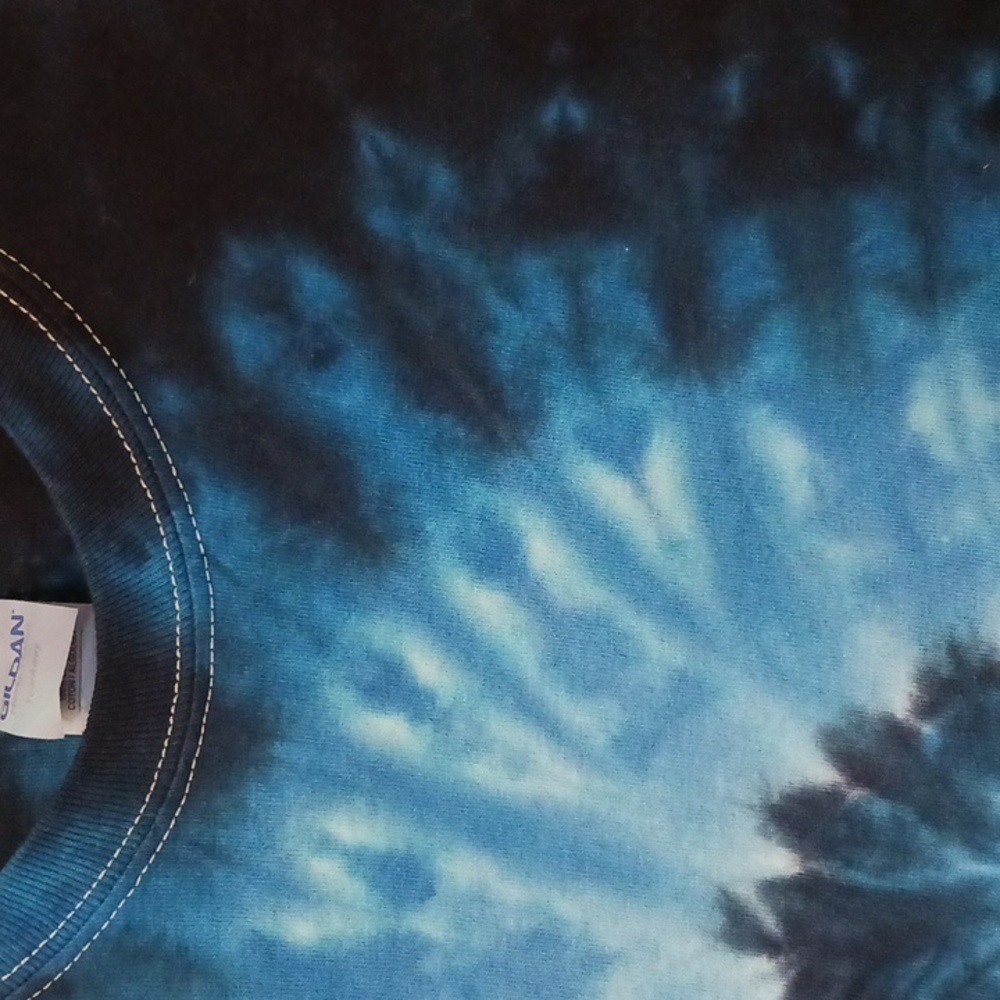 Gildan Tie Dye Long Sleeve T-Shirt Blue Size S - Picture 11 of 14